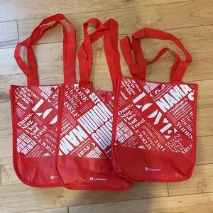 lululemon Athletica Red Graphic Tote (small)  Set of 3